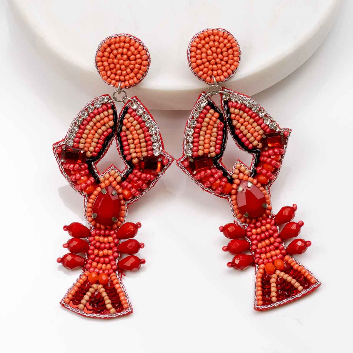 Crawfish Beaded Earrings