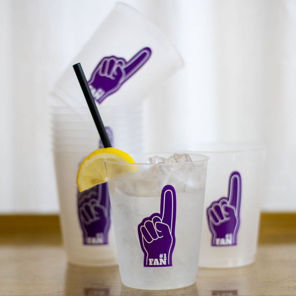 #1 Fan Party Cups 16oz-Set of 10 Frosted/Purple