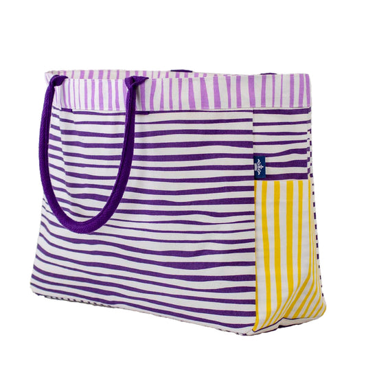 Purple and Gold Stripe Tote
