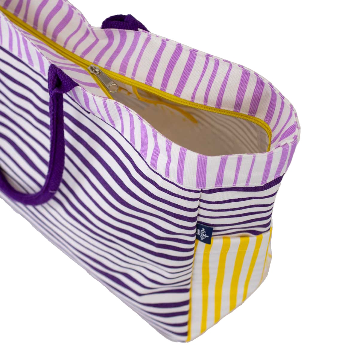 Purple and Gold Stripe Tote