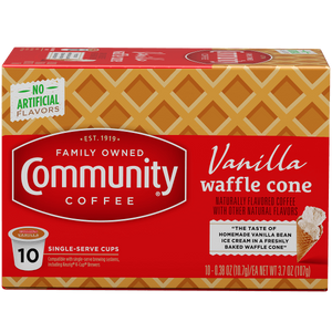 Community Coffee Vanilla Waffle Cone Single Serve Cups - 12 Ct