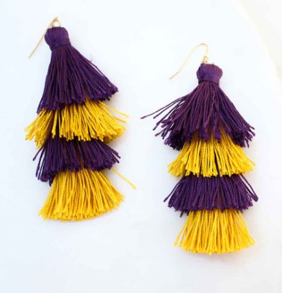 Spirit Tassel Earrings-Purple/Gold