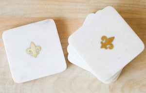 Fleur de Lis Marble Coasters-Set of 4