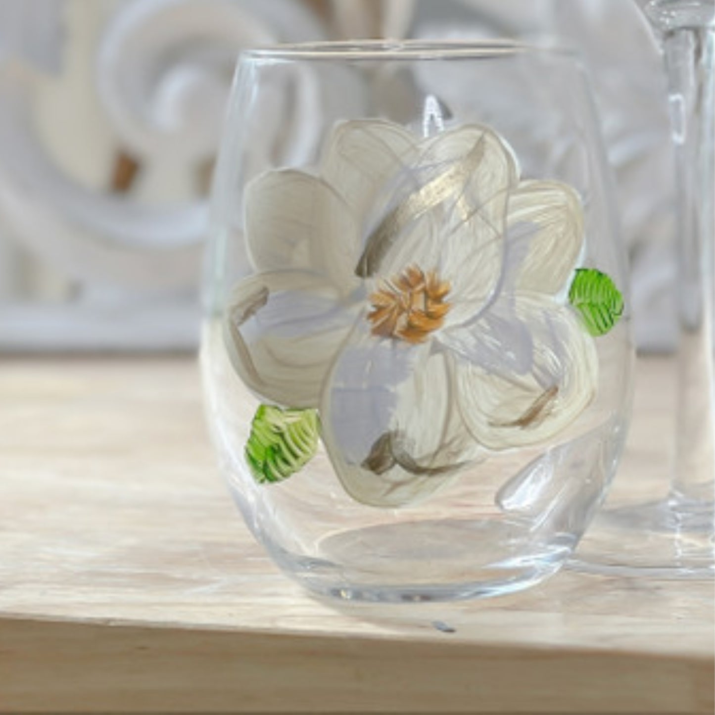 Hand Painted Magnolia Glassware