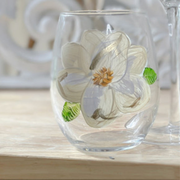 Hand Painted Magnolia Glassware