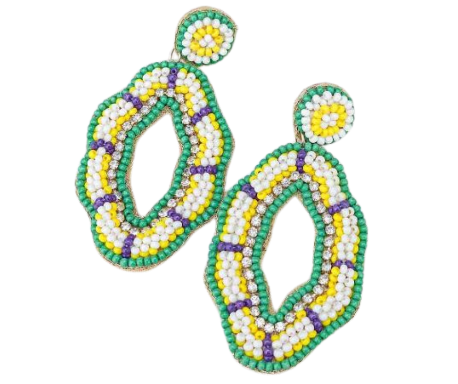 King Cake Beaded Earrings