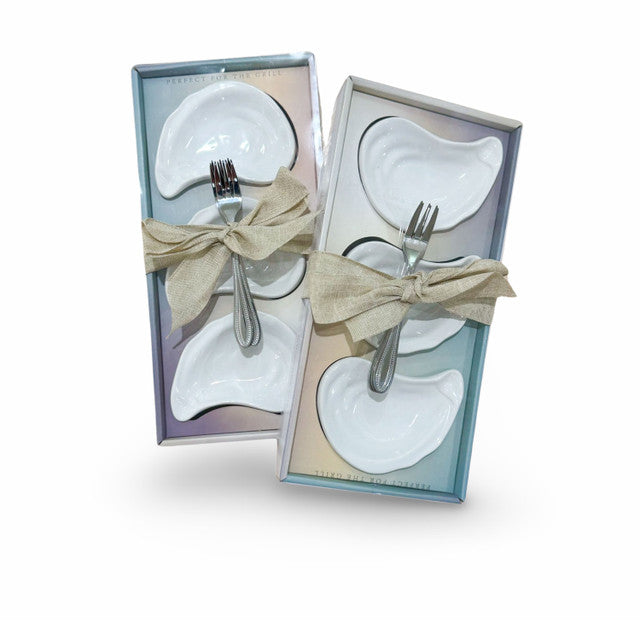 3 Piece Oyster Dish and Fork Set