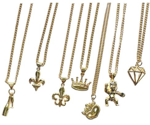 Gold Mardi Gras Charm Necklace