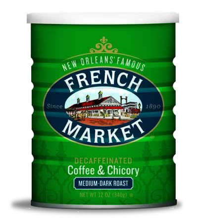 French Market Coffee-Decaffinated-Medium-Dark Roast with Chicory-Can
