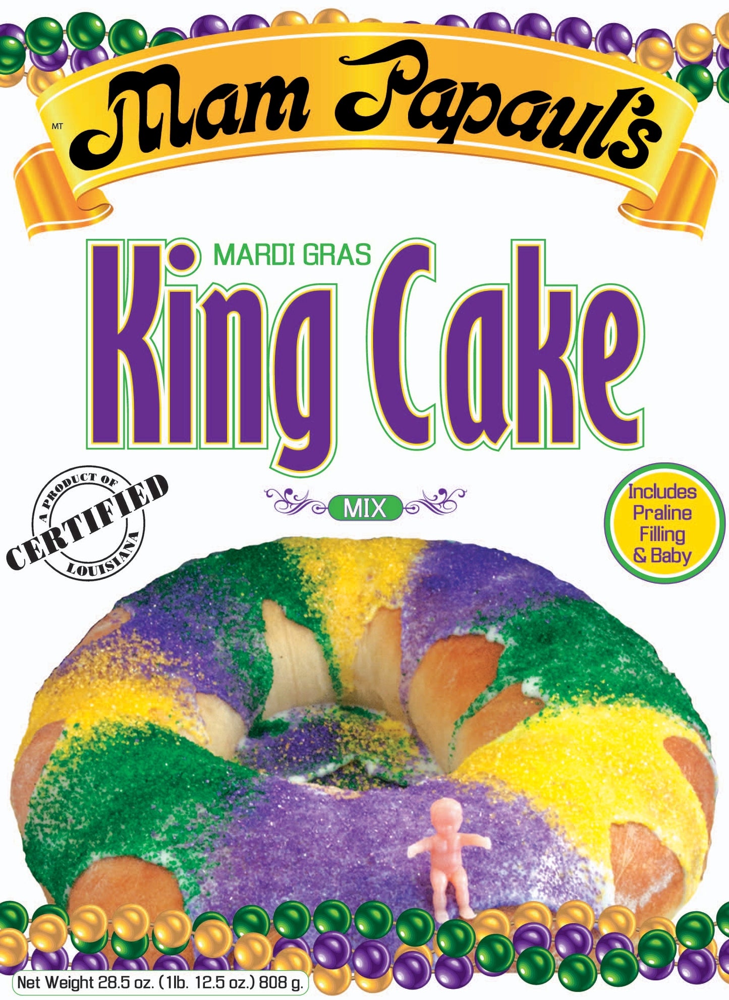 NolaCajun Mam Papaul's King Cake Mix Louisiana Mardi Gras king cake baking mix