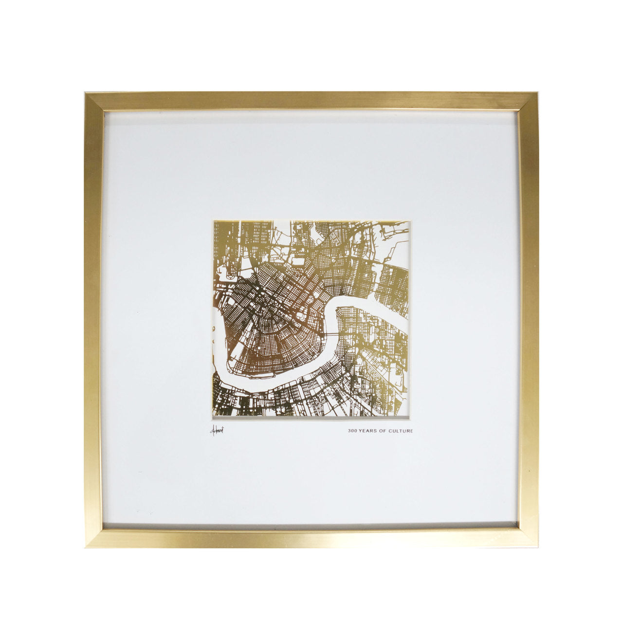 Framed Gold Foil Map of NOLA