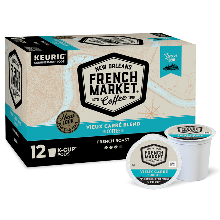 French Market Coffee Vieux Carrea Blend French Roast Single Serve Cups - 12 Ct
