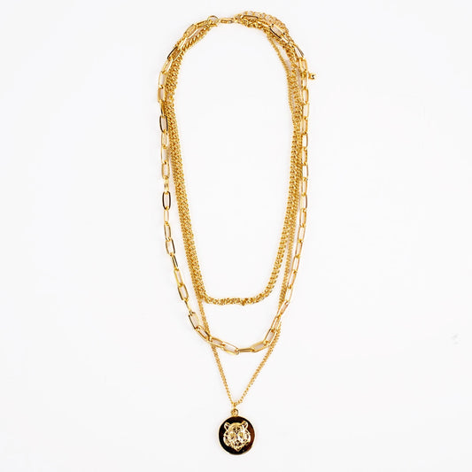 Tiger Layered Necklace in Gold