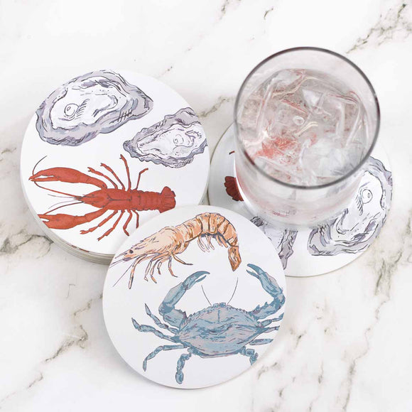 Seafood Reversible Paper Coaster-Set of 20