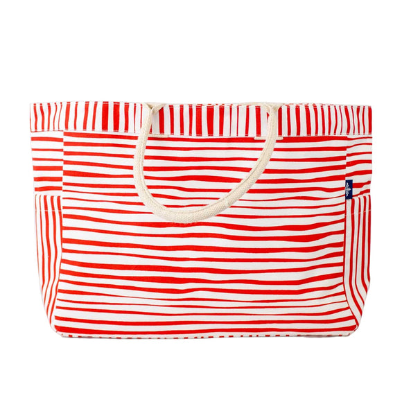 Red and White Stripe Tote