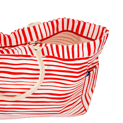 Red and White Stripe Tote