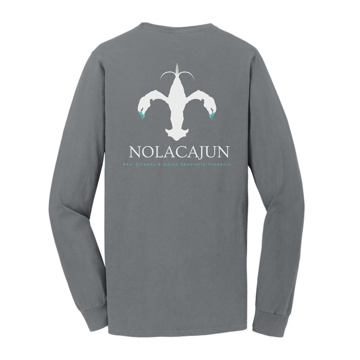 NolaCajun Grey & Teal Long Sleeve Logo T-shirt