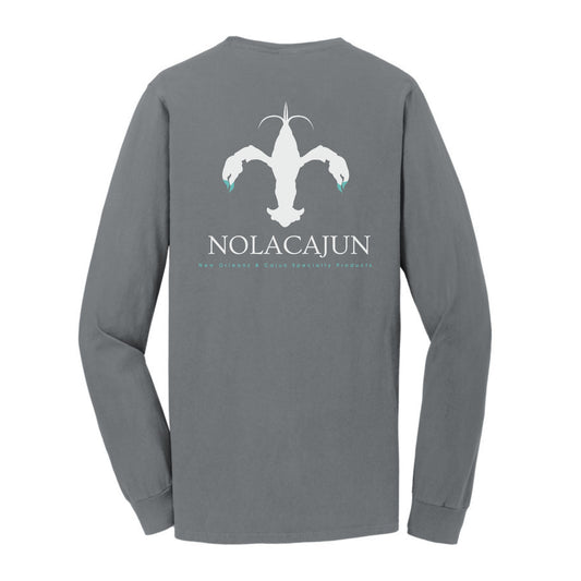 NolaCajun Grey & Teal Long Sleeve Logo T-shirt