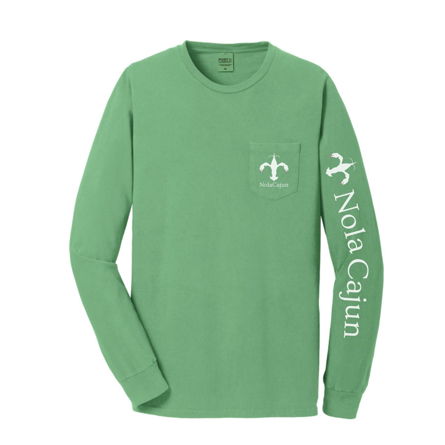 NolaCajun Green & Pink Long Sleeve Logo T-shirt