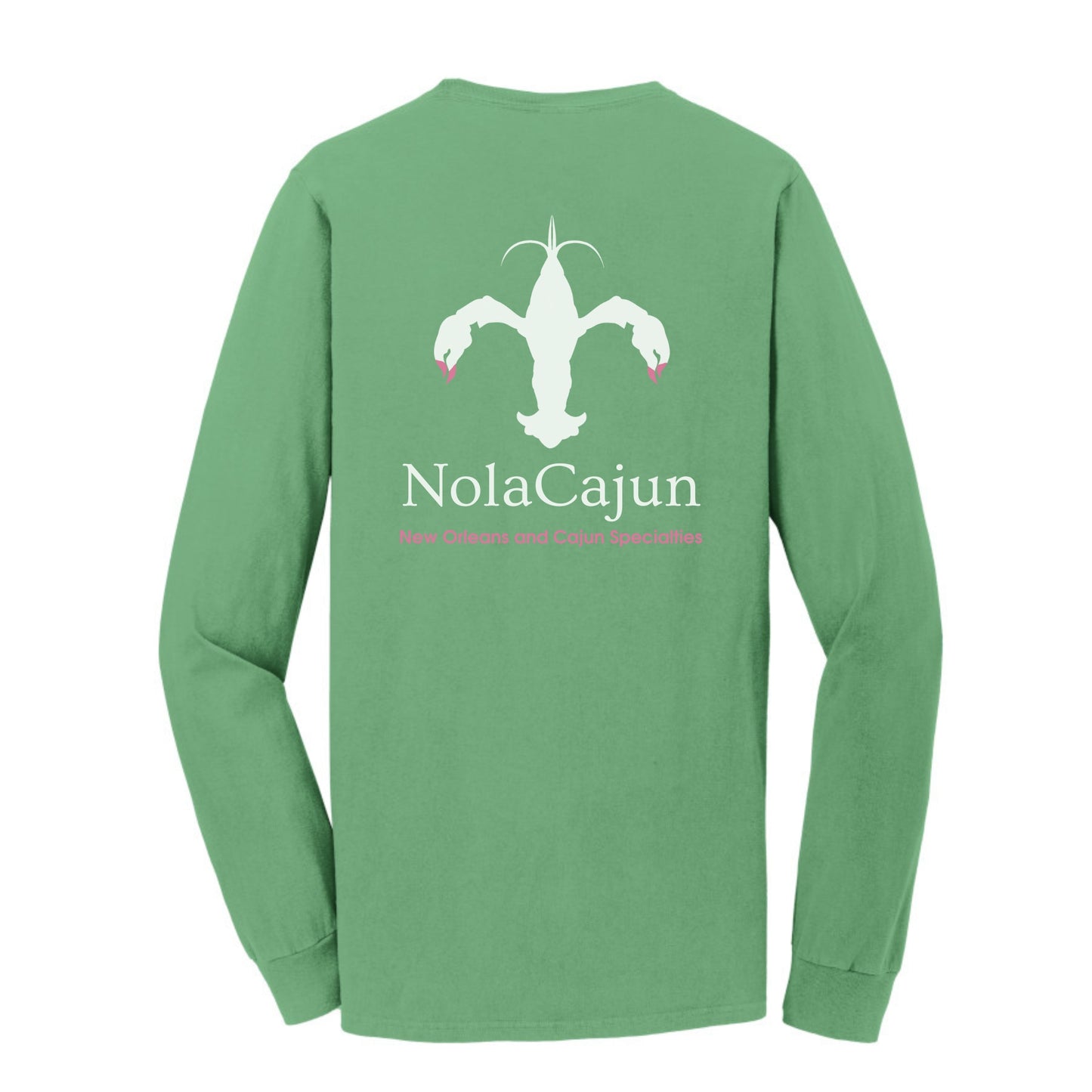 NolaCajun Green & Pink Long Sleeve Logo T-shirt