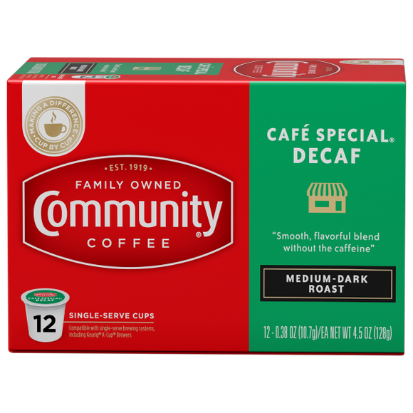 Community Coffee Cafe Special Decaf Single Serve Cups - 12 Ct