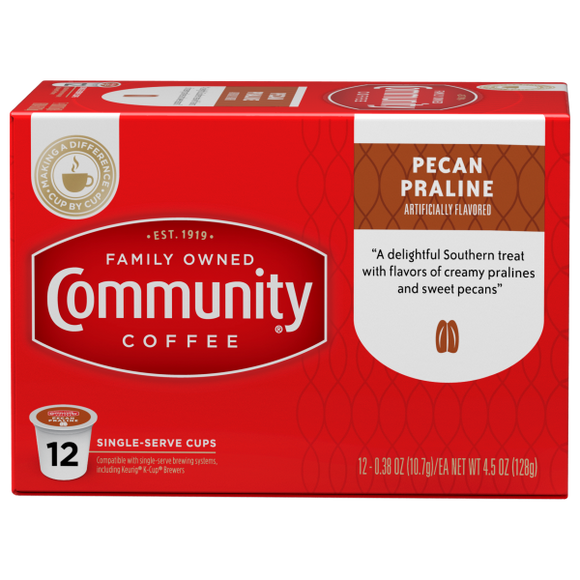 Community Coffee Pecan Praline Single Serve Cups - 12 Ct