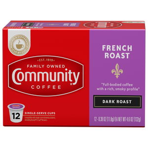Community Coffee French Roast Single Serve Cups - 12 Ct