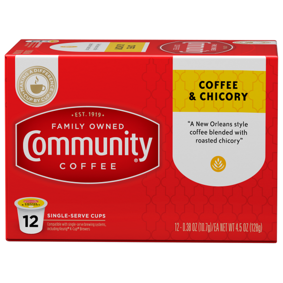 Community Coffee Coffee & Chicory Single Serve Cups - 12 Ct
