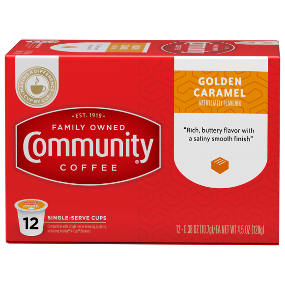 Community Coffee Golden Caramel Single Serve Cups - 12 Ct