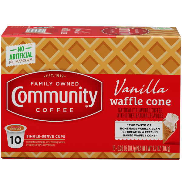 Community Coffee Vanilla Waffle Cone Single Serve Cups - 12 Ct