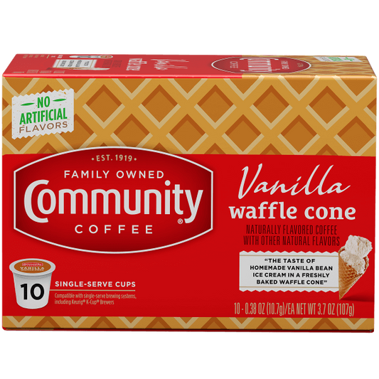 Community Coffee Vanilla Waffle Cone Single Serve Cups - 12 Ct