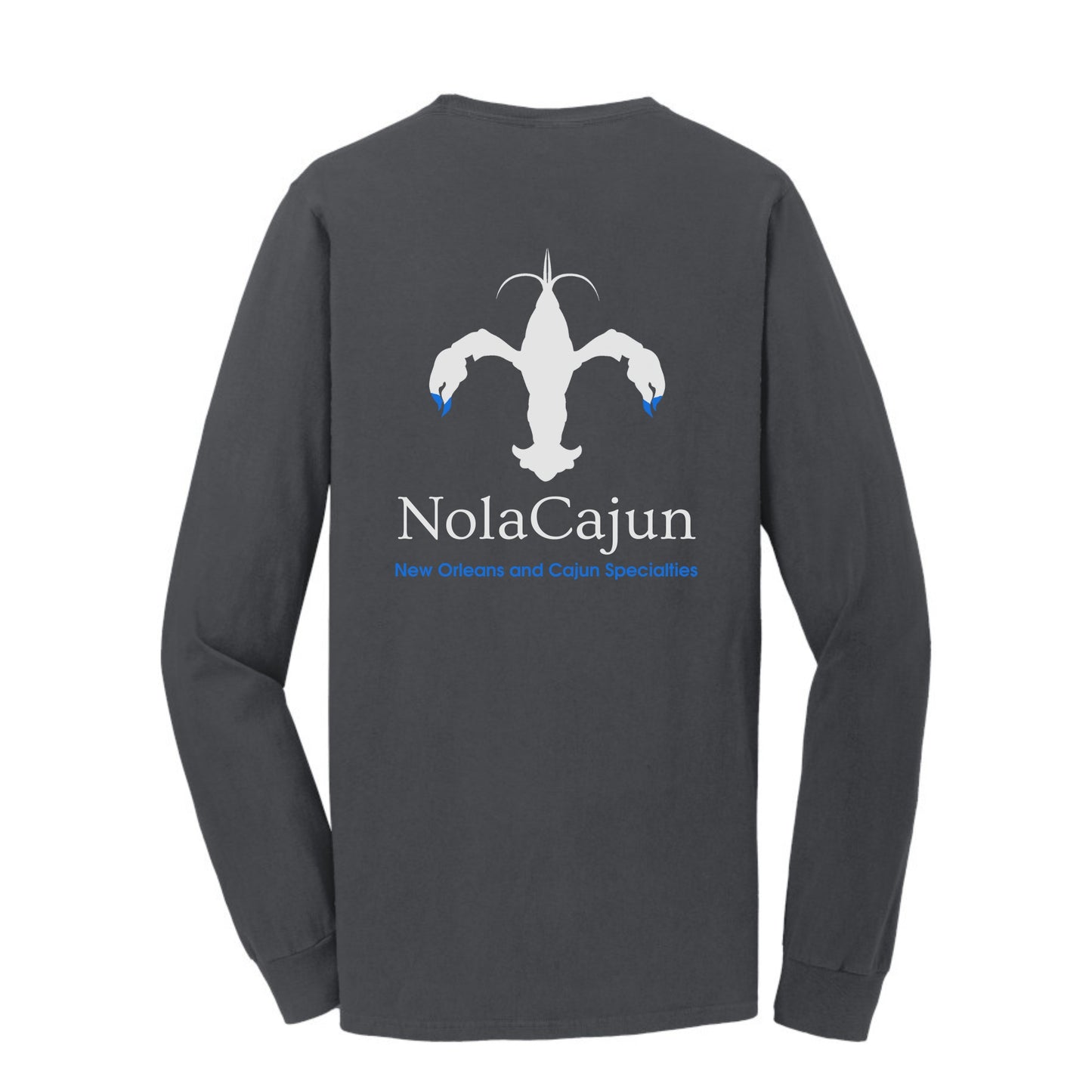 NolaCajun Grey & Blue Long Sleeve Logo T-shirt