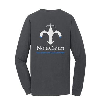 NolaCajun Grey & Blue Long Sleeve Logo T-shirt