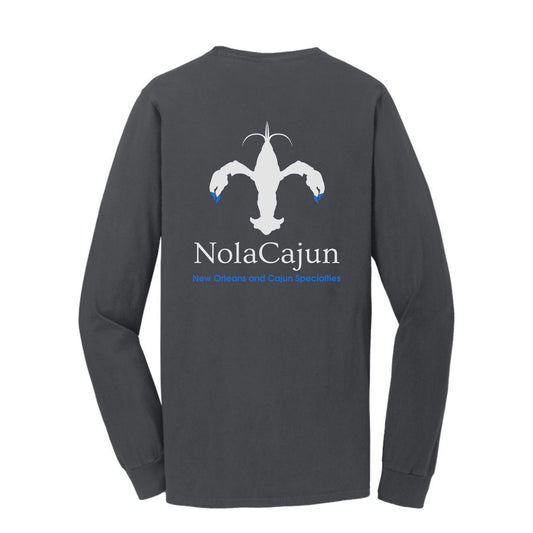 NolaCajun Grey & Blue Long Sleeve Logo T-shirt