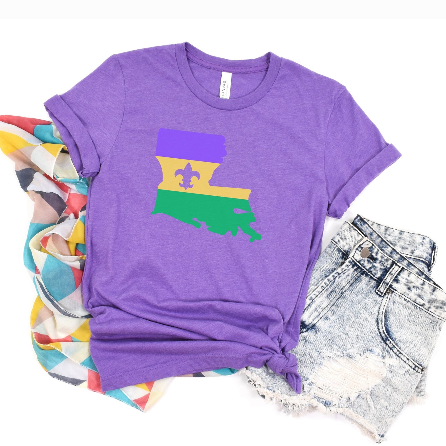 Mardi Gras Louisiana Flag Tshirt