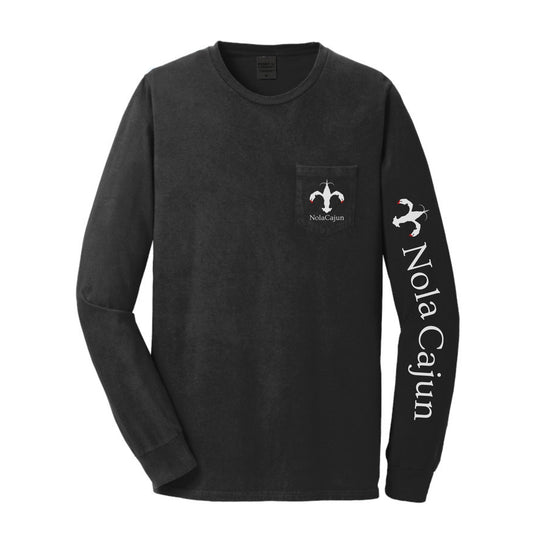 NolaCajun Black & Red Long Sleeve Logo T-shirt