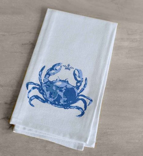 Watercolor Crab Flour Sack Hand Towel