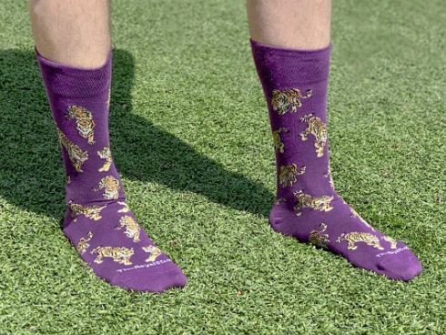 Men's Go Get Em' Tiger Socks-Purple/Gold