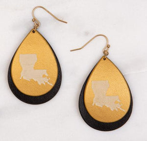 Louisiana Pride Earrings-Black/Gold