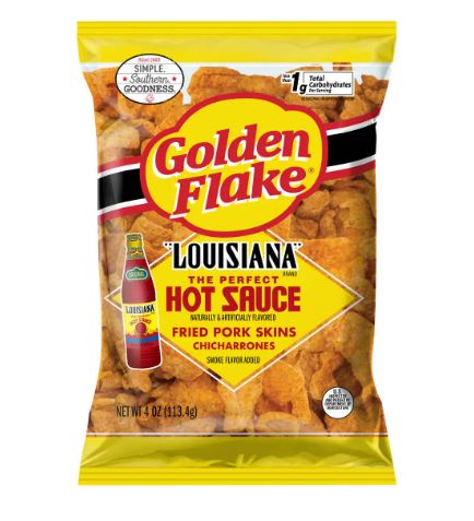 Golden Flake Louisiana Hot Sauce Pork Skins 4oz