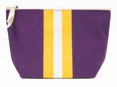 Campus Stripe Cosmetic Bag-Purple/White/Yellow