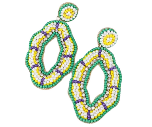 King Cake Beaded Earrings