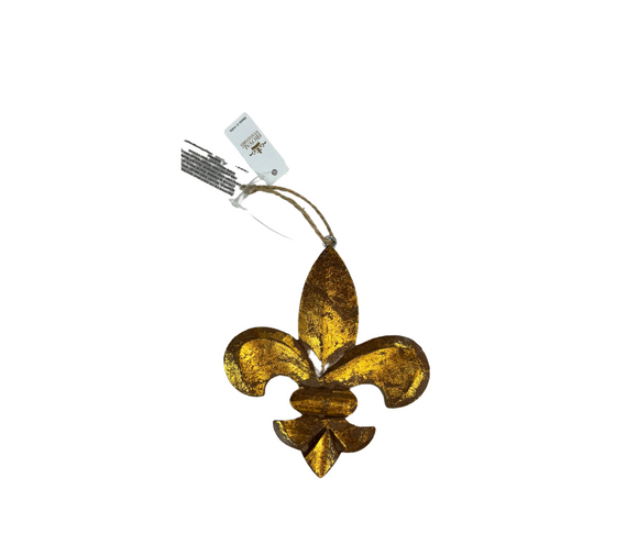 Carved Fleur De Lis Ornament-Natural/Washed Gold