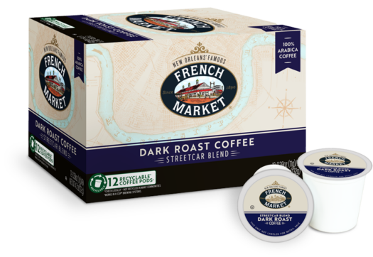 French Market Coffee Streetcar Blend Dark Roast Single Serve Cups - 12 Ct