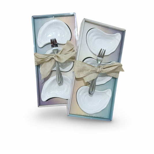 3 Piece Oyster Dish and Fork Set