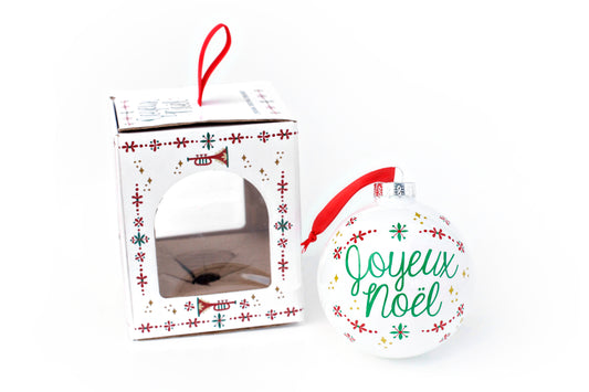 Joyeux Noel Glass Christmas Ornament