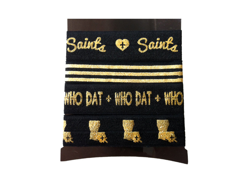 Black and Gold Hair Tie Bracelet Football Accessories