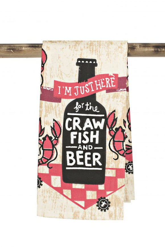Kitchen Towel - Here for the Crawfish and Beer