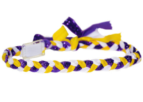 Purple Glitter, Yellow and White Braided Haylo