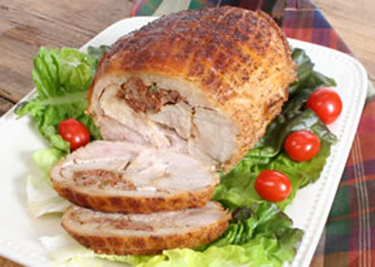 Turducken Roll with Crawfish Jambalaya Dressing